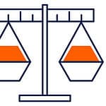 Icon of an unbalanced scale with one side higher, showing varying orange levels in the balanced pans, a subtle nod to the complexities handled by transfer pricing advisors.