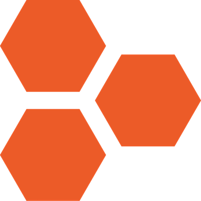 Three solid orange hexagons are arranged in a triangular formation on a black background, evoking the interconnectedness of transfer pricing, with two adjacent and one slightly separated below.